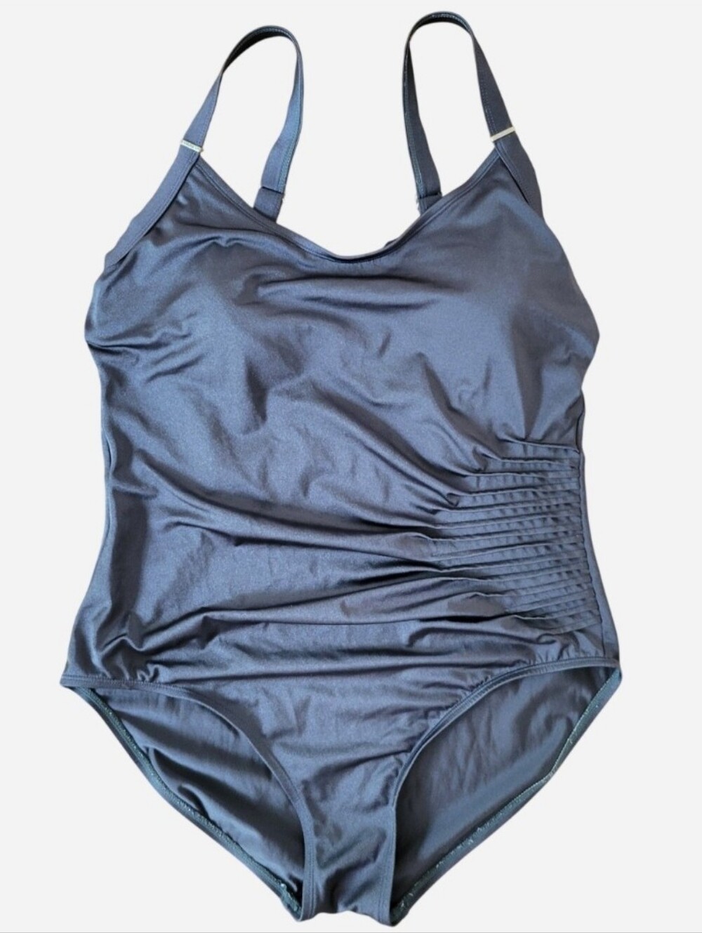 Calvin Klein Swimsuit One-piece Gray 16 Ruched Side Slimming Flattering Fit